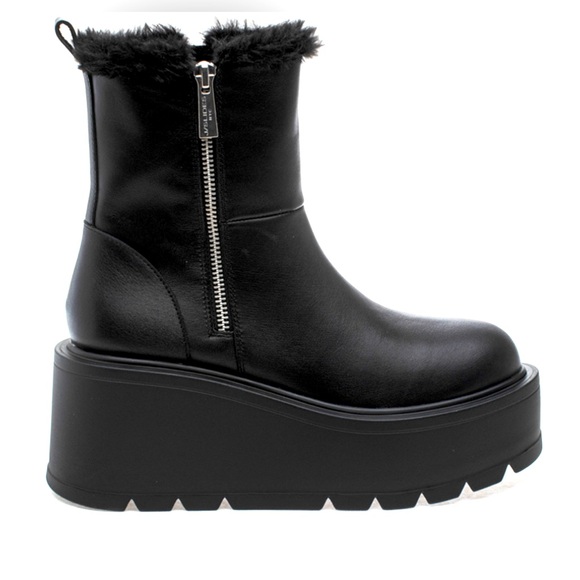 J/Slides Vapor Fleece Lined Platform Booties Black Size 7M - Picture 1 of 7